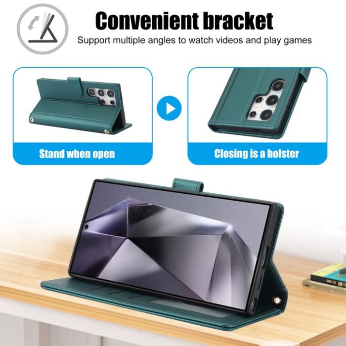 OEM - Plånboksfodral för Samsung Galaxy S26 Ultra Konstläder Ställ - Grön