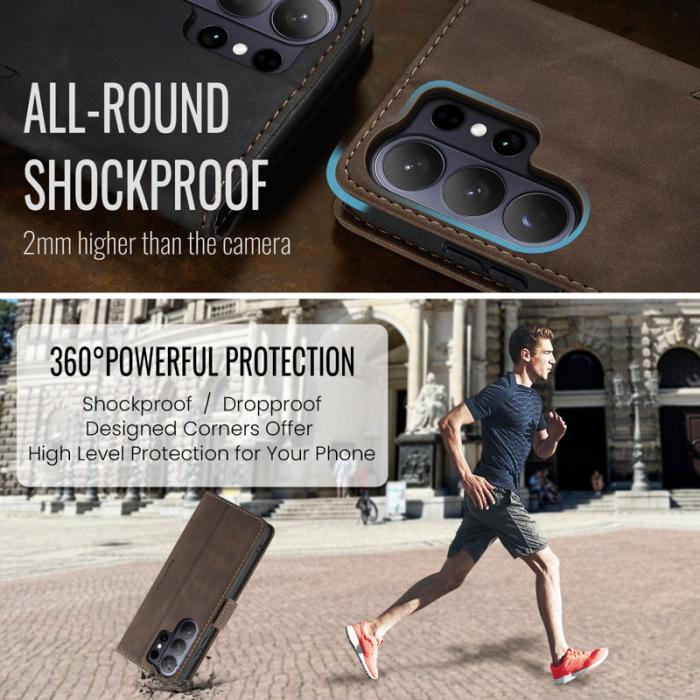 Caseme - CaseMe Plånboksfodral för Samsung Galaxy S26 Ultra Konstläder Ställ - Kaffe