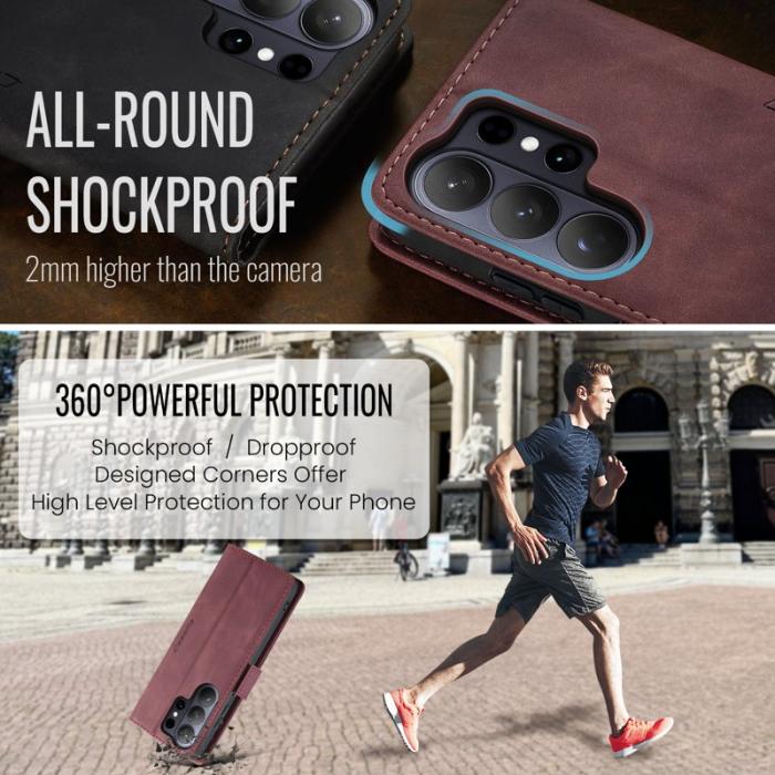 Caseme - CaseMe Plånboksfodral för Samsung Galaxy S26 Ultra Konstläder Ställ - Röd