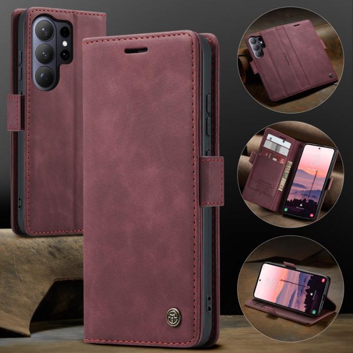 Caseme - CaseMe Plånboksfodral för Samsung Galaxy S26 Ultra Konstläder Ställ - Röd