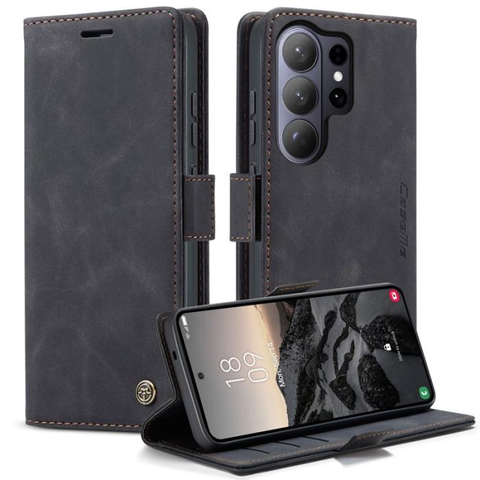 LC.imeeke - LC.IMEEKE Plånboksfodral för Samsung Galaxy S26 Ultra Konstläder Ställ - Svart