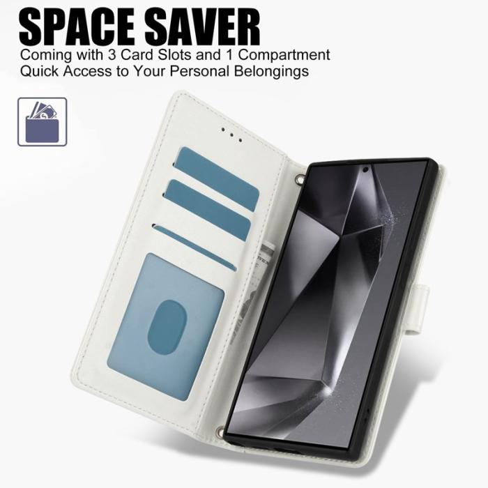 OEM - Plånboksfodral för Samsung Galaxy S26 Ultra Konstläder Ställ - Vit