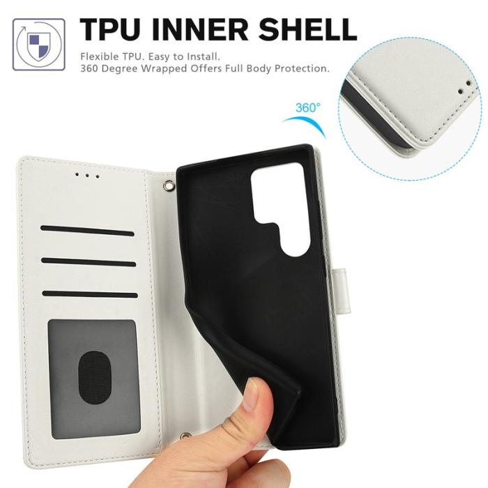 OEM - Plånboksfodral för Samsung Galaxy S26 Ultra Konstläder Ställ - Vit