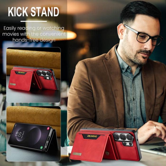 DG.MING - DG.Ming Mobilfodral för Samsung Galaxy S26 Ultra Konstläder Tri-Fold - Röd
