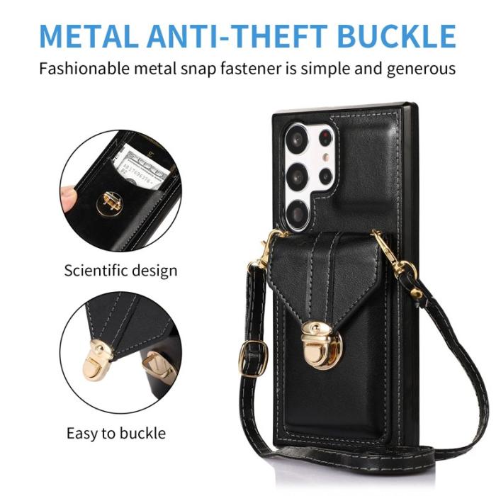 OEM - Mobilfodral för Samsung Galaxy S26 Ultra Kortfack Kickstand Konstläder TPU Svart