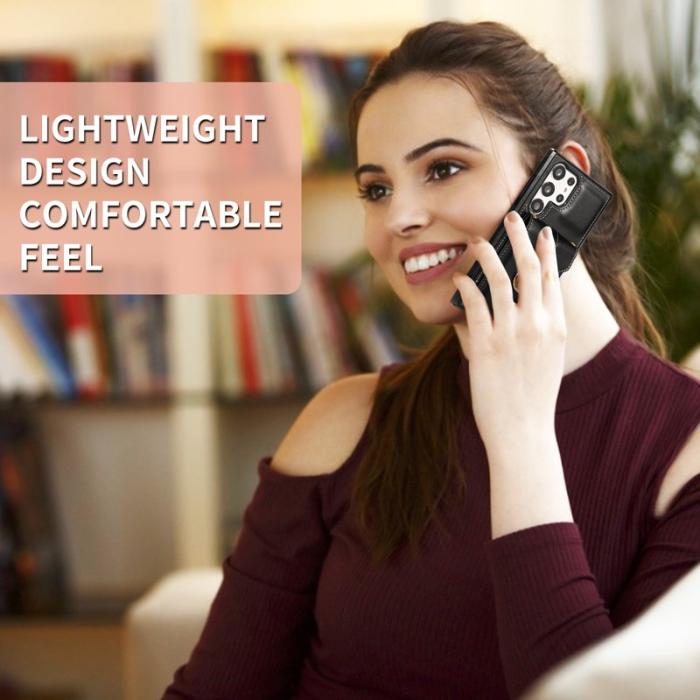 OEM - Mobilfodral för Samsung Galaxy S26 Ultra Kortfack Kickstand Konstläder TPU Svart