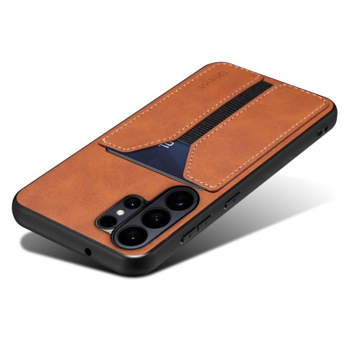 DENIOR - DENIOR Mobilfodral för Samsung Galaxy S26 Ultra Kortfack Konstläder + TPU - Brun