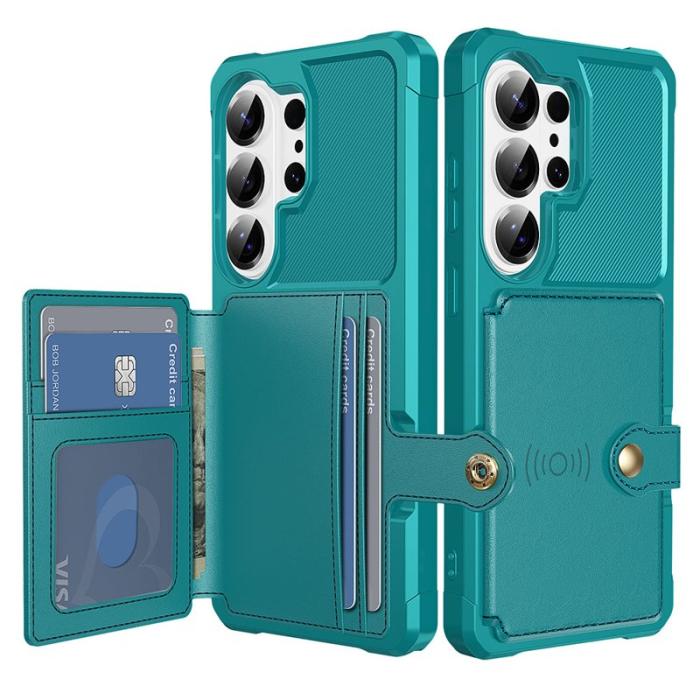 OEM - Mobilfodral för Samsung Galaxy S26 Ultra Kortfack Konstläder + TPU - Grön