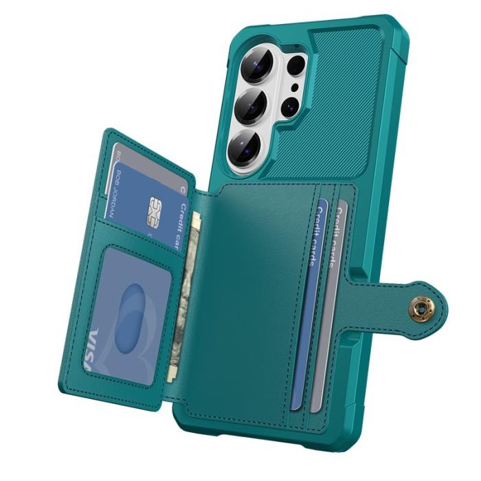 OEM - Mobilfodral för Samsung Galaxy S26 Ultra Kortfack Konstläder + TPU - Grön