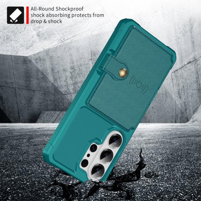 OEM - Mobilfodral för Samsung Galaxy S26 Ultra Kortfack Konstläder + TPU - Grön