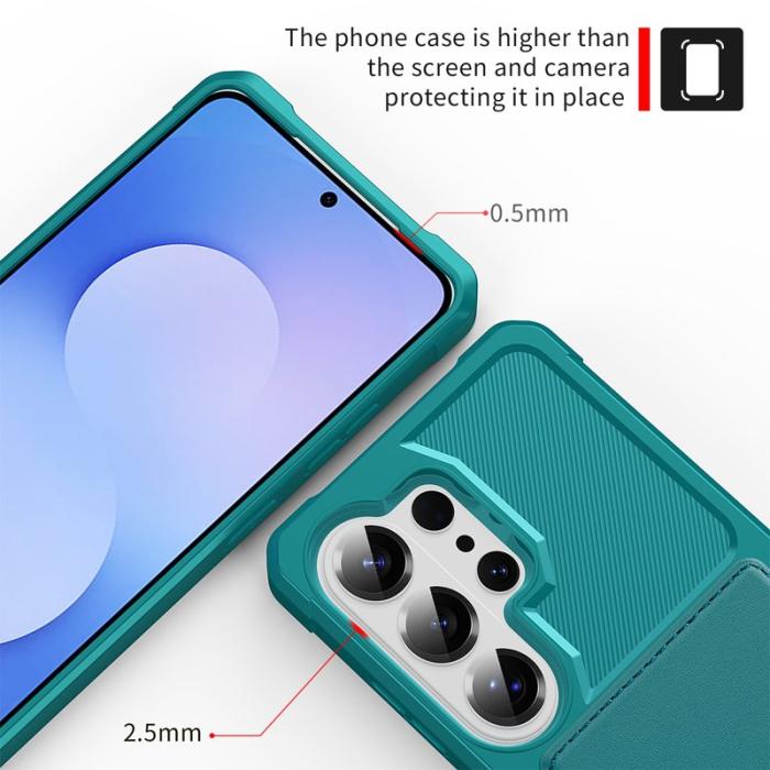 OEM - Mobilfodral för Samsung Galaxy S26 Ultra Kortfack Konstläder + TPU - Grön