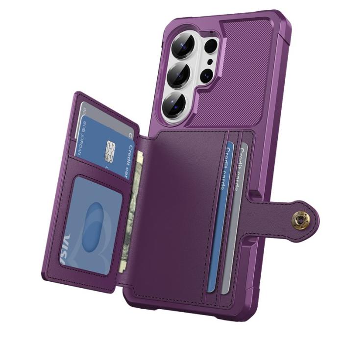 OEM - Mobilfodral för Samsung Galaxy S26 Ultra Kortfack Konstläder + TPU - Lila