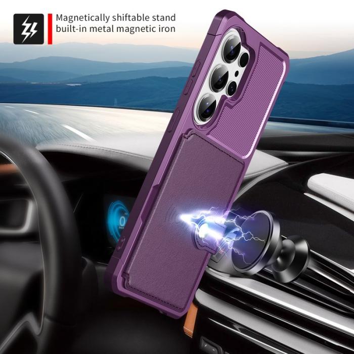 OEM - Mobilfodral för Samsung Galaxy S26 Ultra Kortfack Konstläder + TPU - Lila