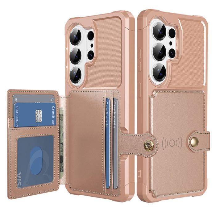 OEM - Mobilfodral för Samsung Galaxy S26 Ultra Kortfack Konstläder + TPU - Rosa