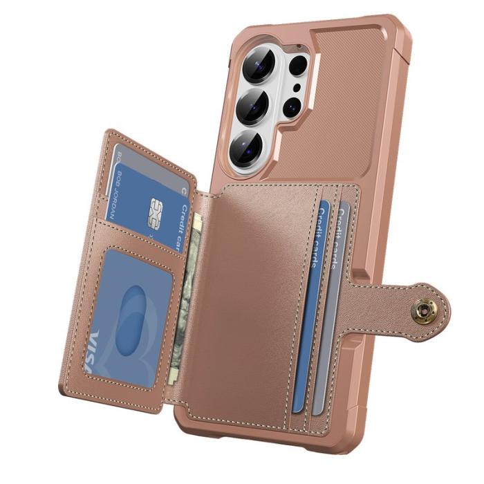 OEM - Mobilfodral för Samsung Galaxy S26 Ultra Kortfack Konstläder + TPU - Rosa