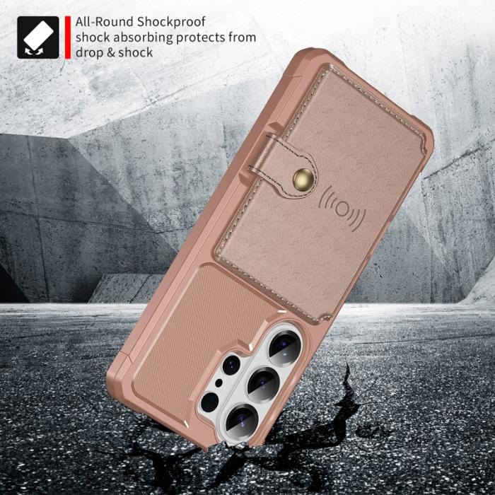 OEM - Mobilfodral för Samsung Galaxy S26 Ultra Kortfack Konstläder + TPU - Rosa