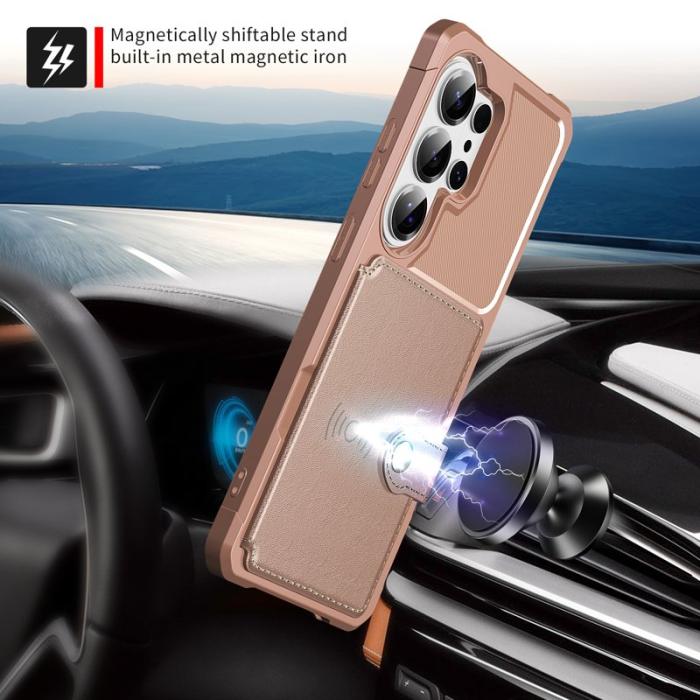 OEM - Mobilfodral för Samsung Galaxy S26 Ultra Kortfack Konstläder + TPU - Rosa