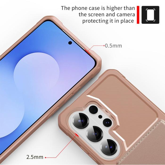 OEM - Mobilfodral för Samsung Galaxy S26 Ultra Kortfack Konstläder + TPU - Rosa