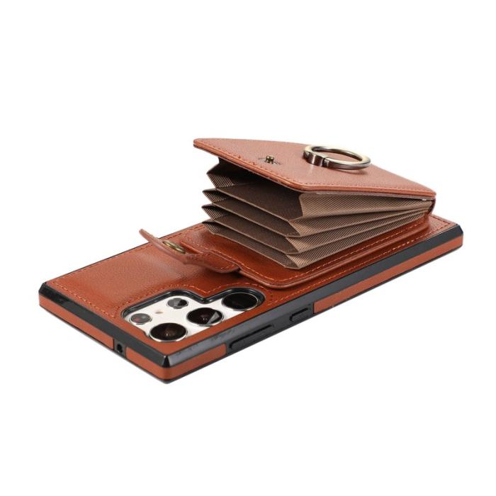 OEM - Mobilfodral för Samsung Galaxy S26 Ultra Kortfack Ring Konstläder Brun