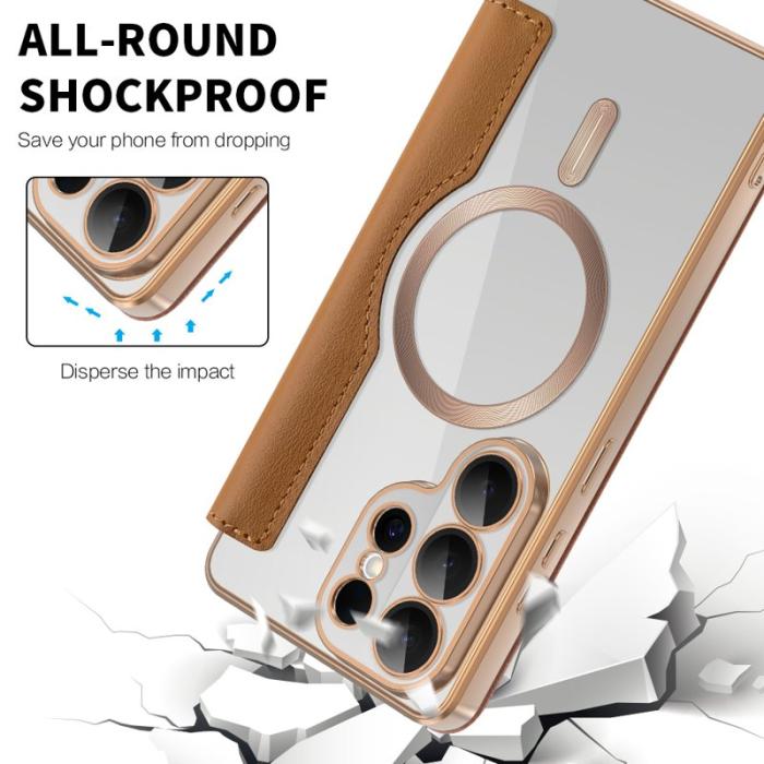 OEM - Plånboksfodral för Samsung Galaxy S26 Ultra Magnetiskt Äkta läder - Brun