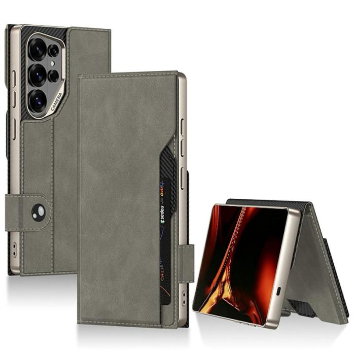 GKK - GKK Mobilfodral för Samsung Galaxy S26 Ultra Magnetiskt Konstläder - Grå