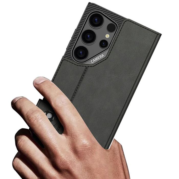 GKK - GKK Mobilfodral för Samsung Galaxy S26 Ultra Magnetiskt Konstläder - Grå