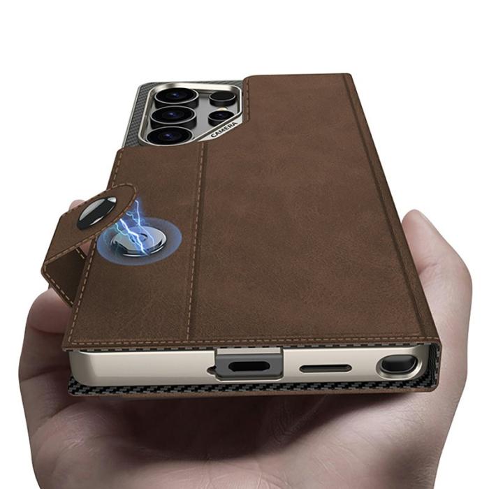 GKK - GKK Mobilfodral för Samsung Galaxy S26 Ultra Magnetiskt Konstläder - Grå