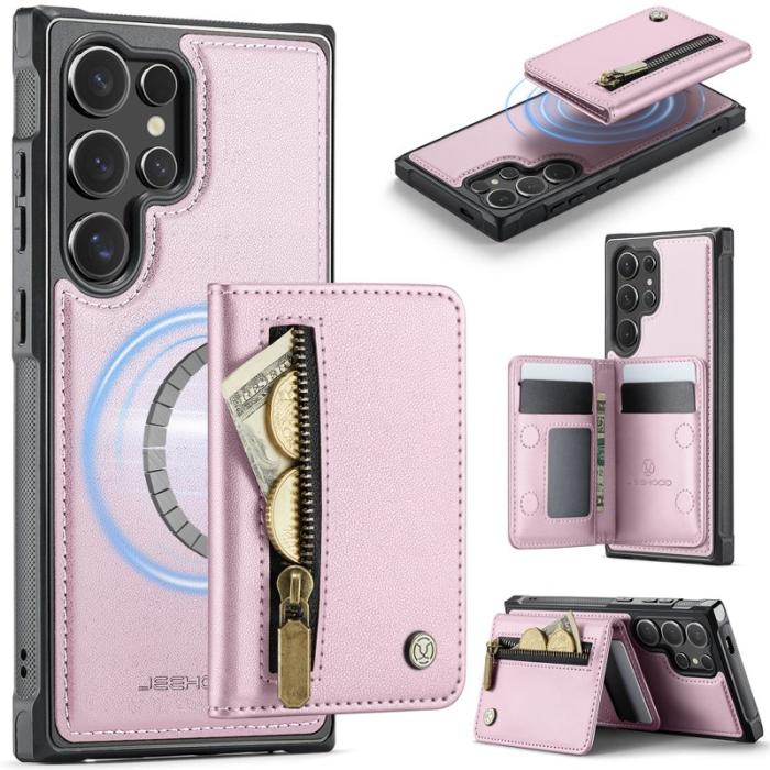 JEEHOOD - JEEHOOD Plånboksfodral för Samsung Galaxy S26 Ultra Magnetiskt Kickstand - Rosa