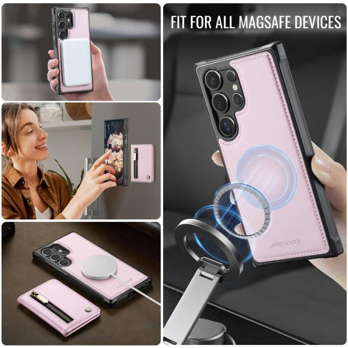 JEEHOOD - JEEHOOD Plånboksfodral för Samsung Galaxy S26 Ultra Magnetiskt Kickstand - Rosa