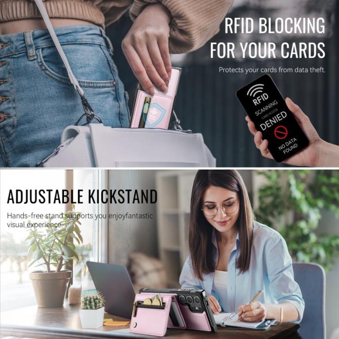 JEEHOOD - JEEHOOD Plånboksfodral för Samsung Galaxy S26 Ultra Magnetiskt Kickstand - Rosa