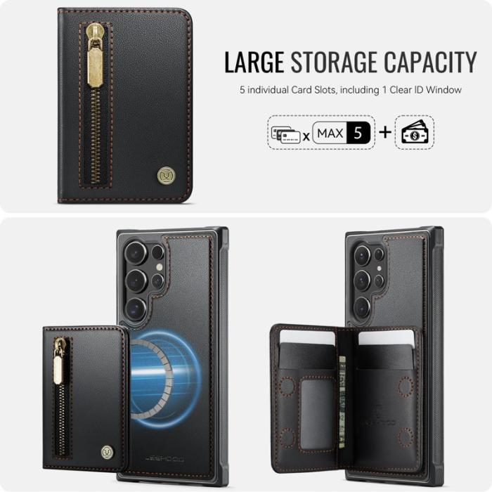 JEEHOOD - JEEHOOD Plånboksfodral för Samsung Galaxy S26 Ultra Magnetiskt Kickstand - Svart