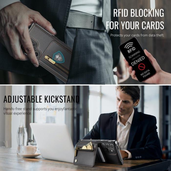 JEEHOOD - JEEHOOD Plånboksfodral för Samsung Galaxy S26 Ultra Magnetiskt Kickstand - Svart