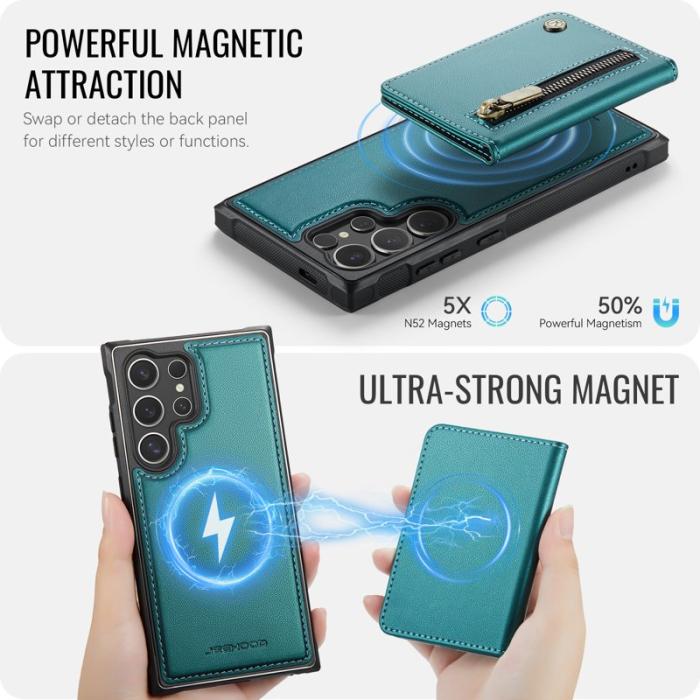 JEEHOOD - JEEHOOD Plånboksfodral för Samsung Galaxy S26 Ultra Magnetiskt Konstläder - Blå