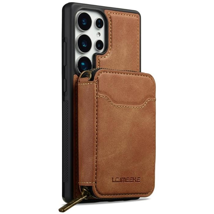 LC.imeeke - LC.IMEEKE Plånboksfodral för Samsung Galaxy S26 Ultra Magnetiskt PC + TPU - Brun
