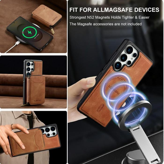 LC.imeeke - LC.IMEEKE Plånboksfodral för Samsung Galaxy S26 Ultra Magnetiskt PC + TPU - Brun