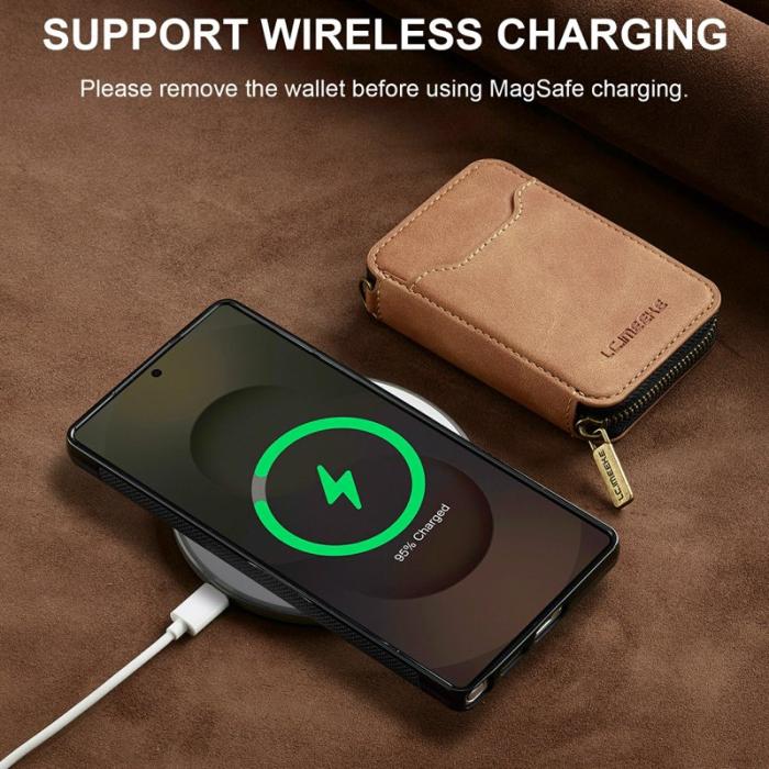 LC.imeeke - LC.IMEEKE Plånboksfodral för Samsung Galaxy S26 Ultra Magnetiskt PC + TPU - Brun