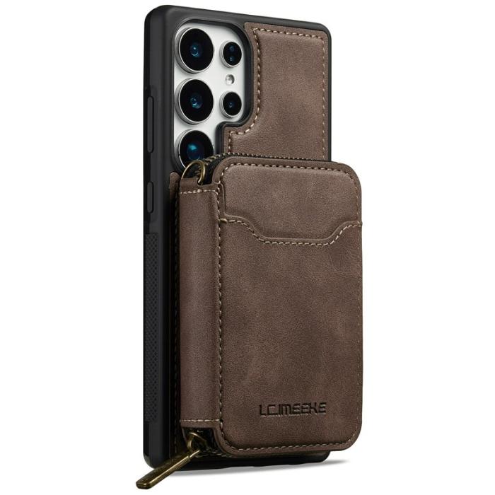 LC.imeeke - LC.IMEEKE Plånboksfodral för Samsung Galaxy S26 Ultra Magnetiskt Plast - Kaffe