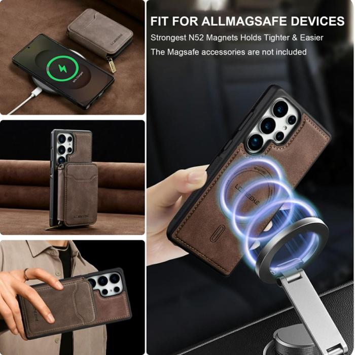 LC.imeeke - LC.IMEEKE Plånboksfodral för Samsung Galaxy S26 Ultra Magnetiskt Plast - Kaffe