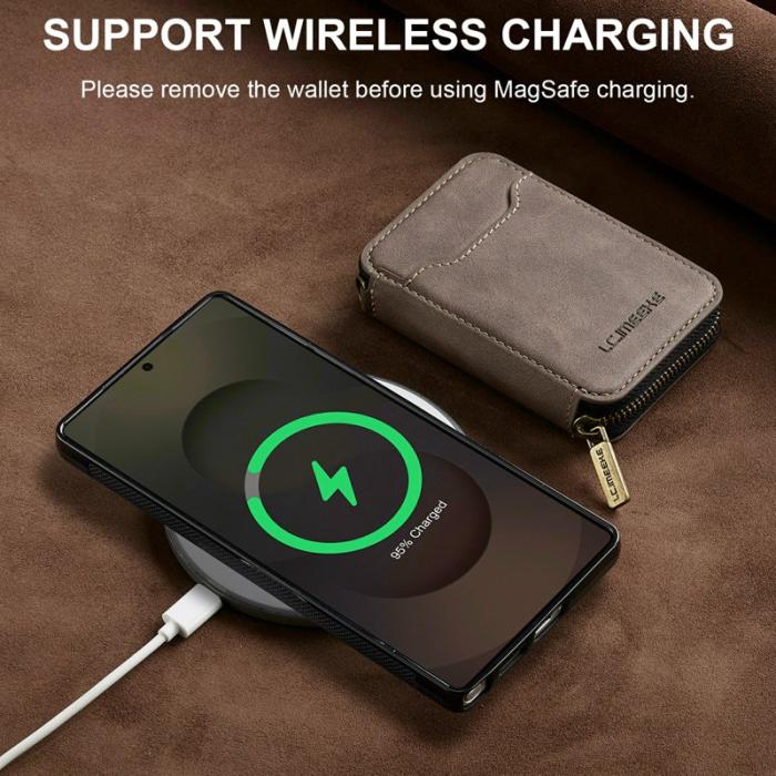 LC.imeeke - LC.IMEEKE Plånboksfodral för Samsung Galaxy S26 Ultra Magnetiskt Plast - Kaffe
