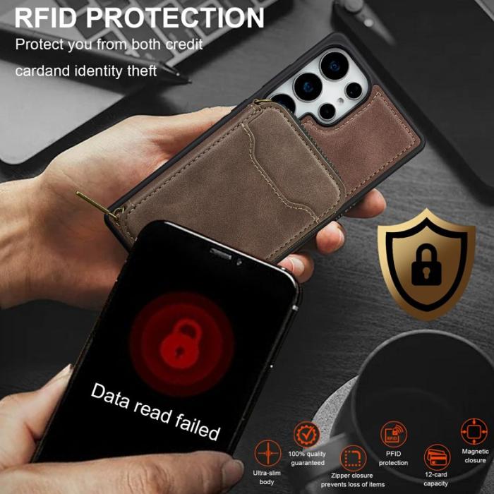 LC.imeeke - LC.IMEEKE Plånboksfodral för Samsung Galaxy S26 Ultra Magnetiskt Plast - Kaffe