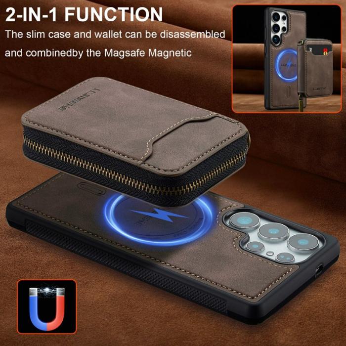 LC.imeeke - LC.IMEEKE Plånboksfodral för Samsung Galaxy S26 Ultra Magnetiskt Plast - Kaffe