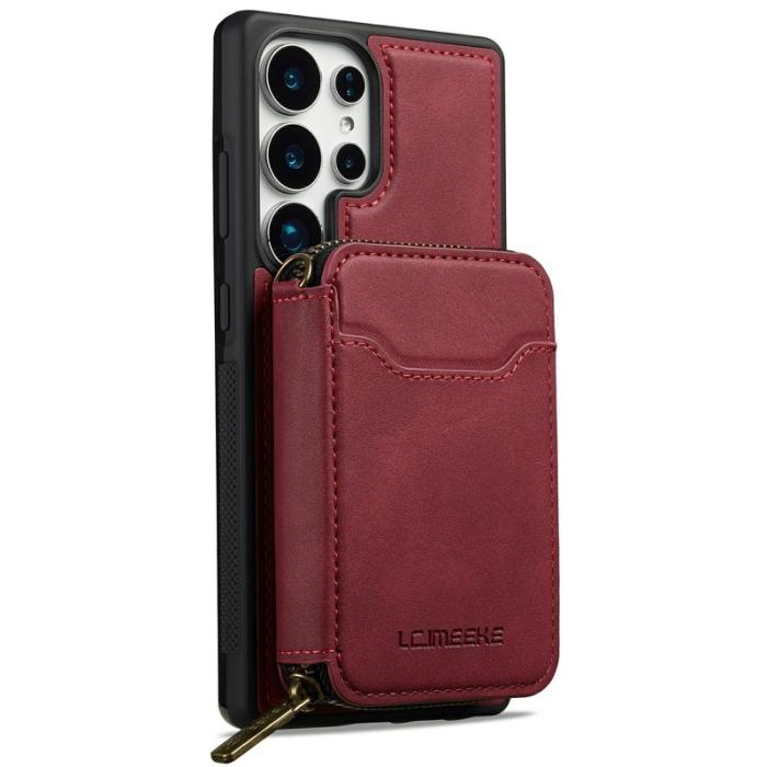 LC.imeeke - LC.IMEEKE Plånboksfodral för Samsung Galaxy S26 Ultra Magnetiskt PC + TPU - Röd