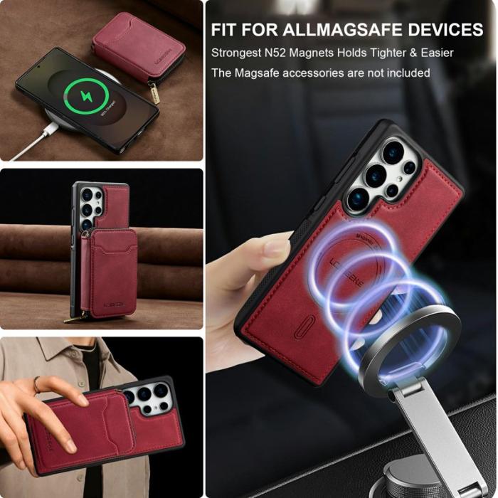 LC.imeeke - LC.IMEEKE Plånboksfodral för Samsung Galaxy S26 Ultra Magnetiskt PC + TPU - Röd