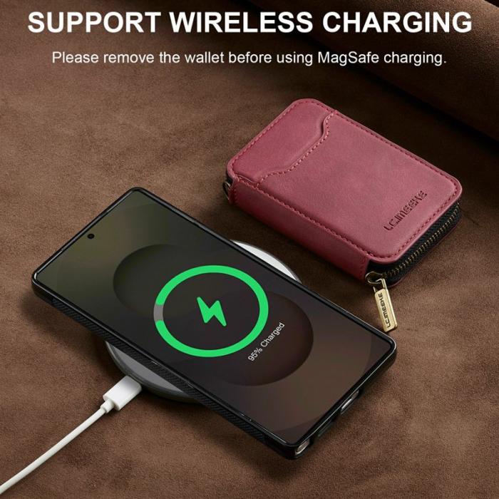 LC.imeeke - LC.IMEEKE Plånboksfodral för Samsung Galaxy S26 Ultra Magnetiskt PC + TPU - Röd