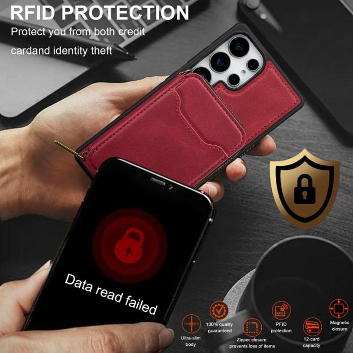 LC.imeeke - LC.IMEEKE Plånboksfodral för Samsung Galaxy S26 Ultra Magnetiskt PC + TPU - Röd