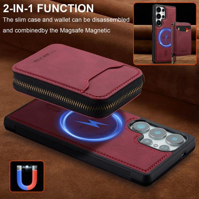 LC.imeeke - LC.IMEEKE Plånboksfodral för Samsung Galaxy S26 Ultra Magnetiskt PC + TPU - Röd