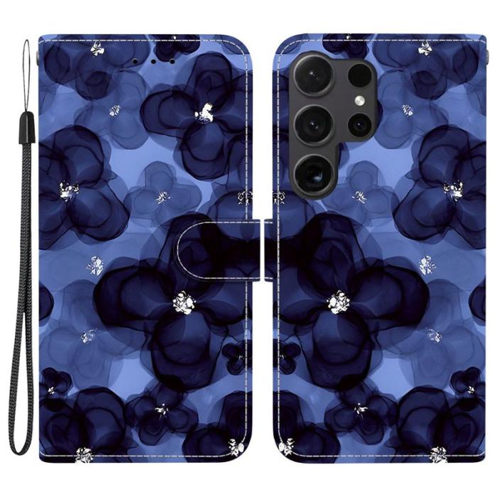 OEM - Plånboksfodral för Samsung Galaxy S26 Ultra Mönstertryck Konstläder - Blåblommig