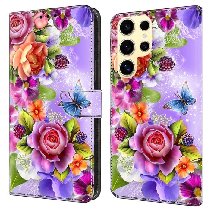 OEM - Plånboksfodral för Samsung Galaxy S26 Ultra Mönstertryck Konstläder - Blommor