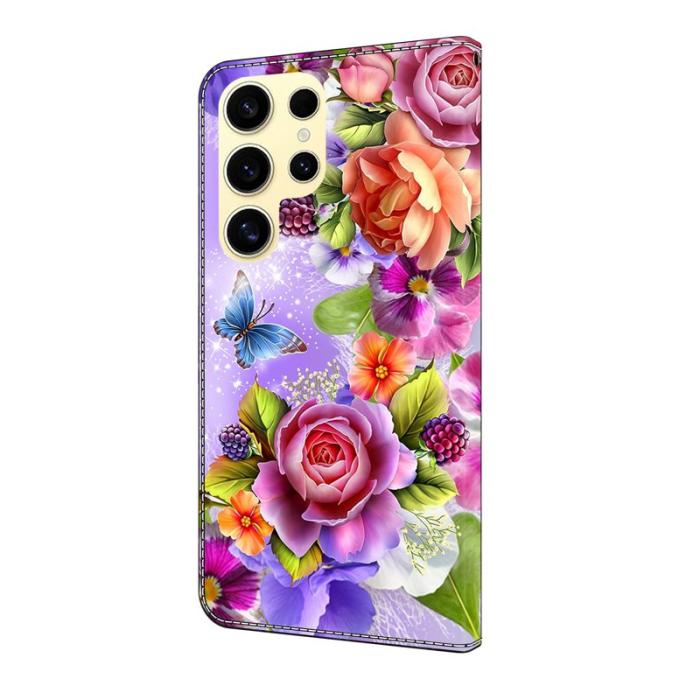 OEM - Plånboksfodral för Samsung Galaxy S26 Ultra Mönstertryck Konstläder - Blommor
