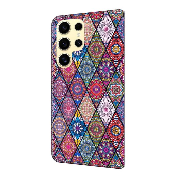 OEM - Plånboksfodral för Samsung Galaxy S26 Ultra Mönstertryck Konstläder - Röd